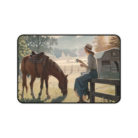 Cowgirl Painting Desk Mat — Western Cowgirl Art Mousepad