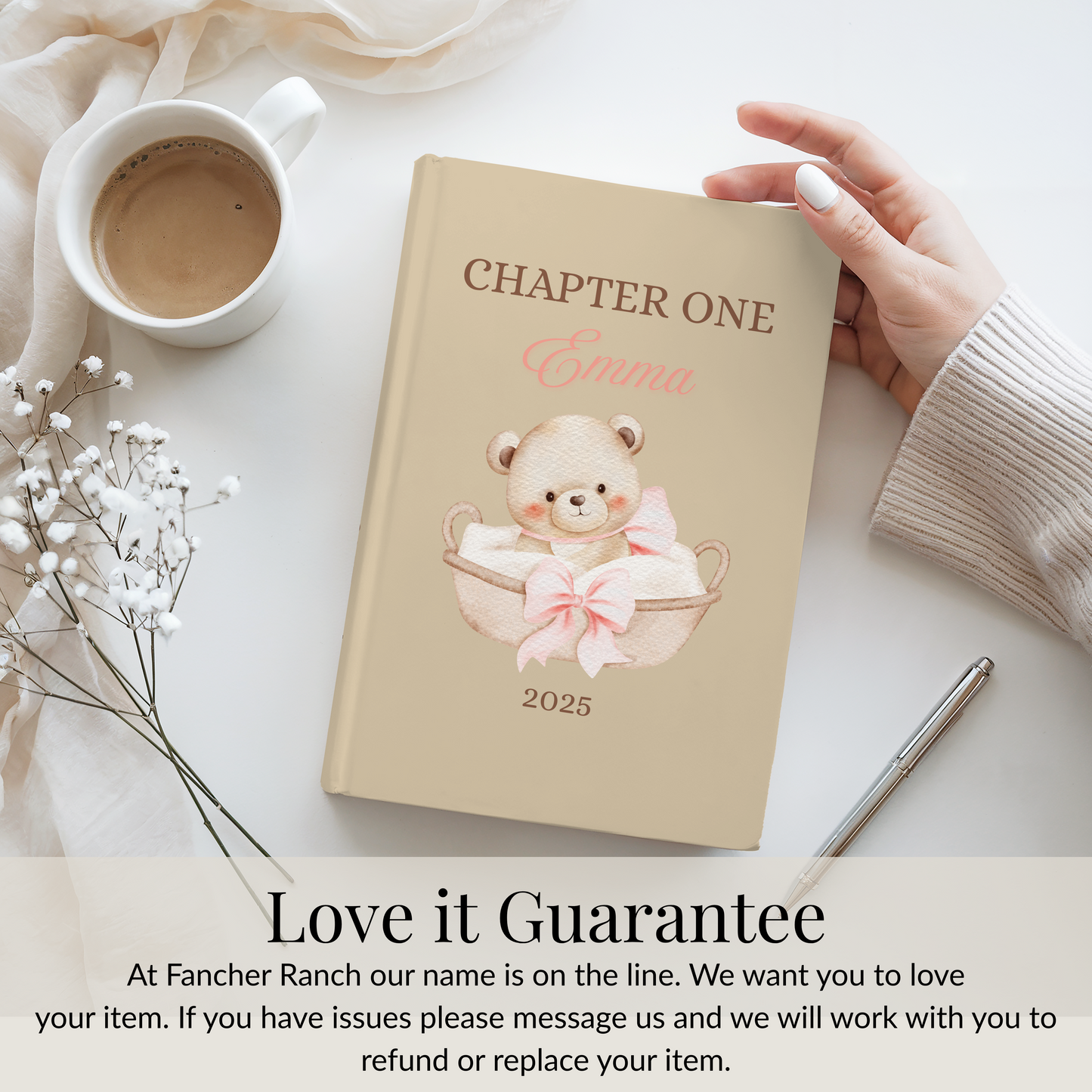 Custom Baby Journal, Personalized Baby Memory Book, New Mom Gift, First Year Keepsake, Baby Shower Guest Book Alternative