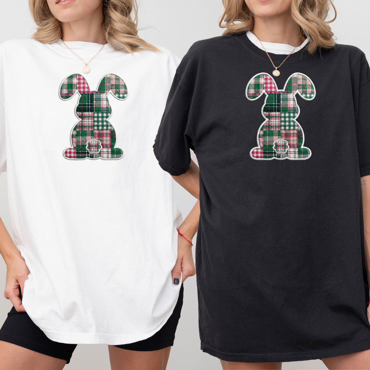 Comfort Colors Easter Teacher Shirt Faux Patchwork Bunny Shirt Spring Teacher Tee Retro Plaid Bunny Shirt Easter Teacher Gift