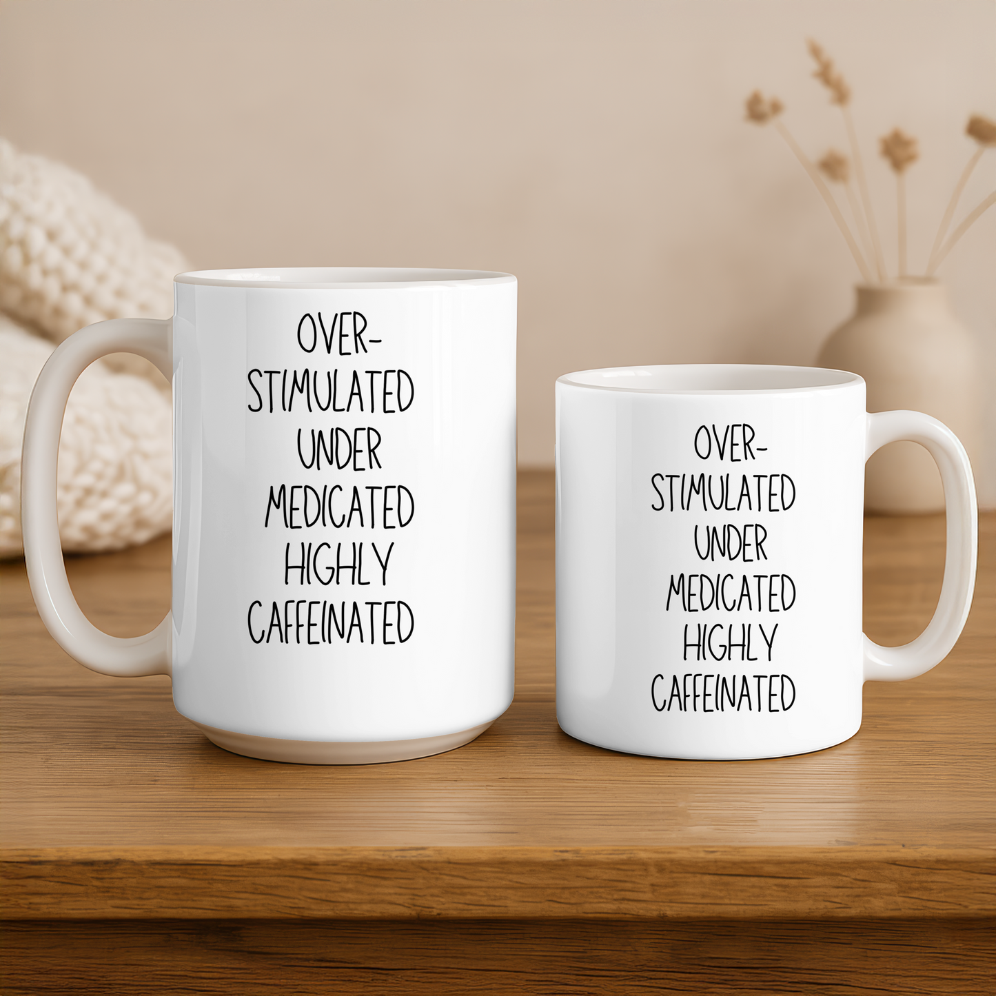 Funny Coffee Mug for Overstimulated Adults Caffeine Lover Gift for ADHD Nurses Teachers Coworkers and Anyone Running on Coffee