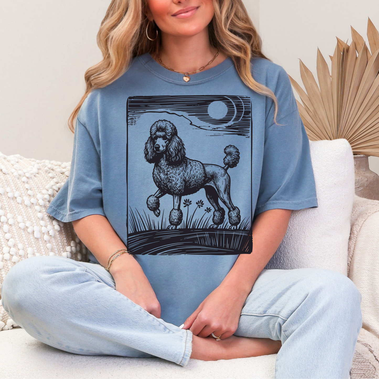 Poodle Design T-Shirt, Dog Lover Tee, Heavyweight Cotton Top, Comfortable Customizable Shirt, Unique Pet Gift, Graphic Artistic Apparel