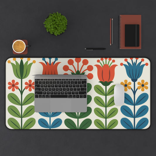 Colorful Floral Desk Mat — Vibrant Botanical Mouse Pad for Home Office