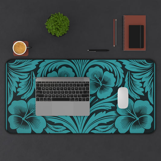 Tooled Leather Look Floral Desk Mat — Vintage Floral Desk Pad