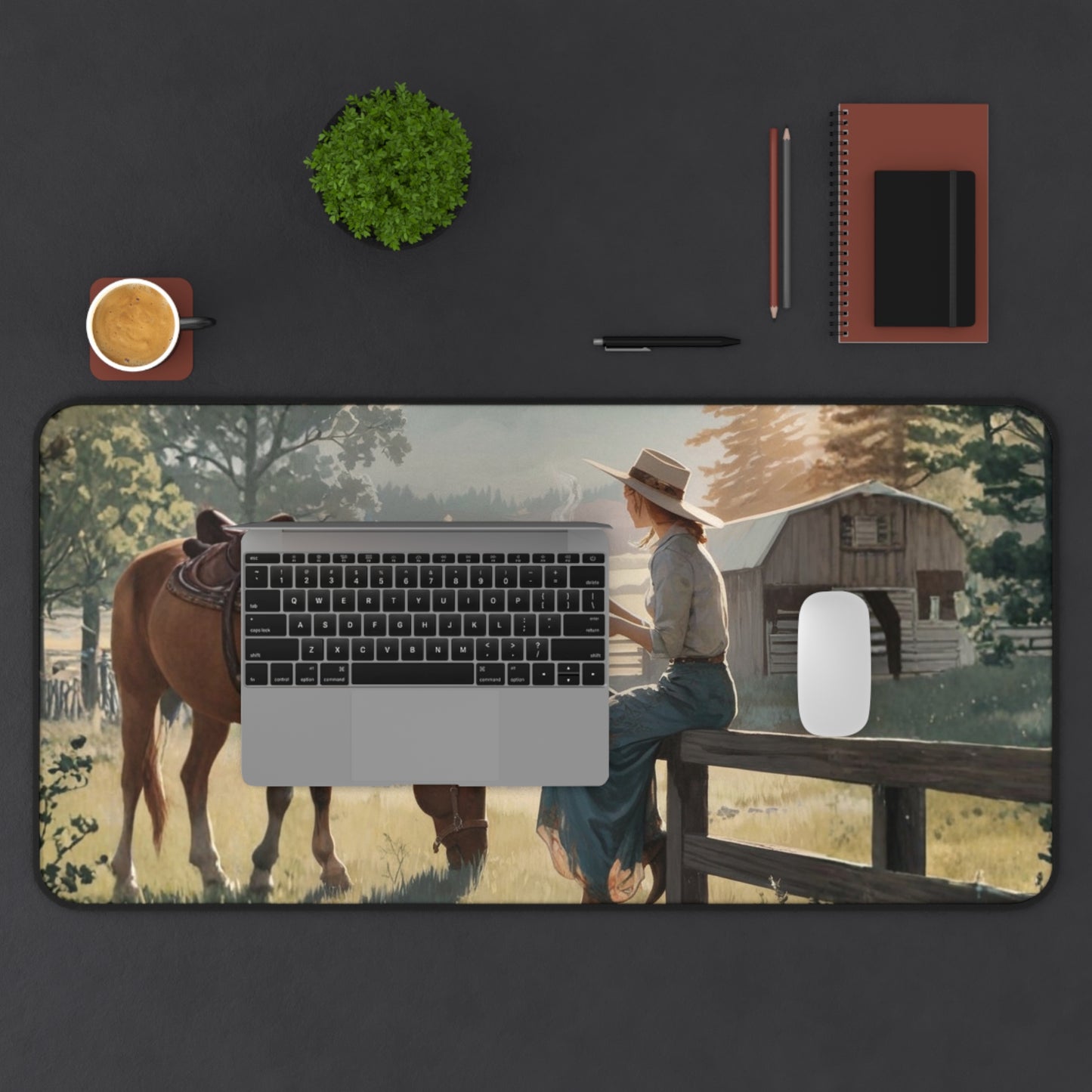 Cowgirl Painting Desk Mat — Western Cowgirl Art Mousepad