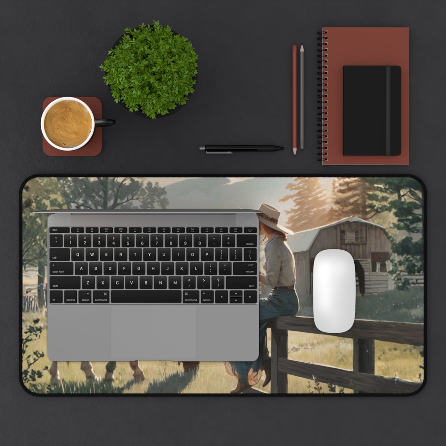 Cowgirl Painting Desk Mat — Western Cowgirl Art Mousepad
