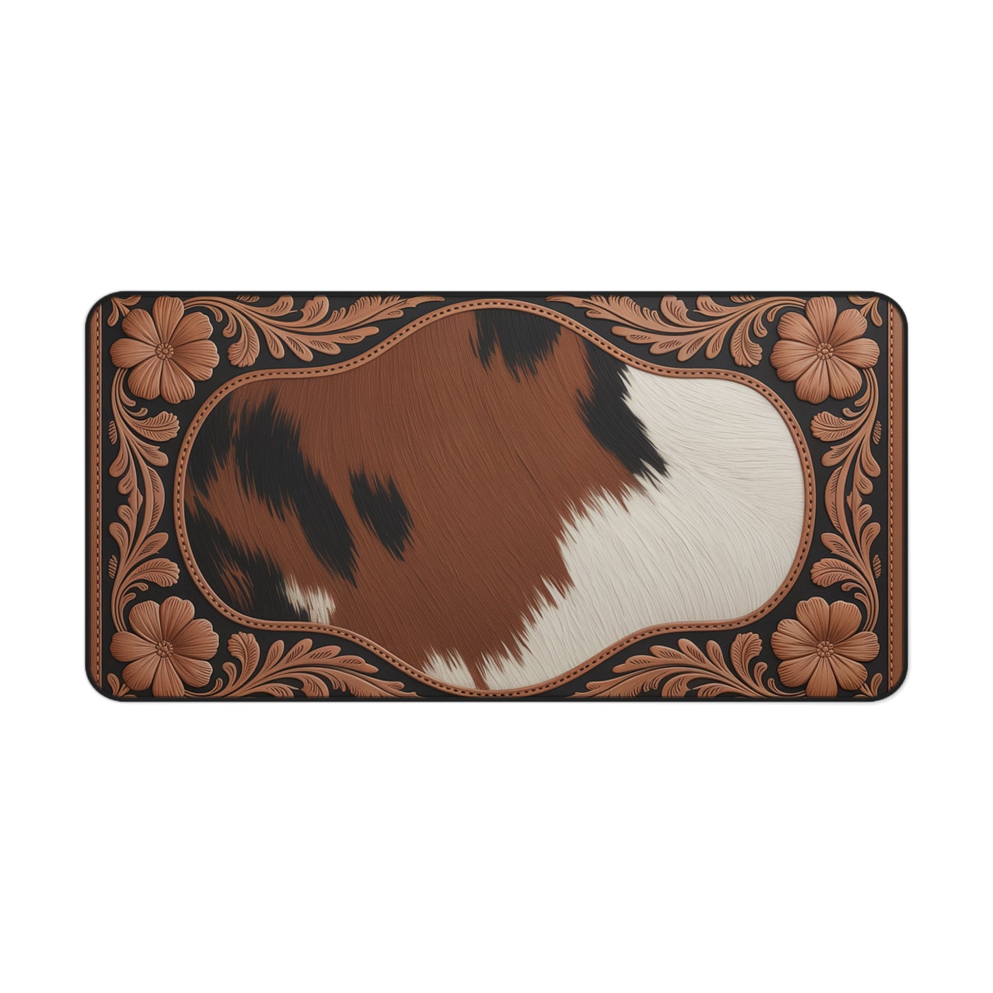 Cowhide Print Desk Mat — Stylish Home Office Desk Pad