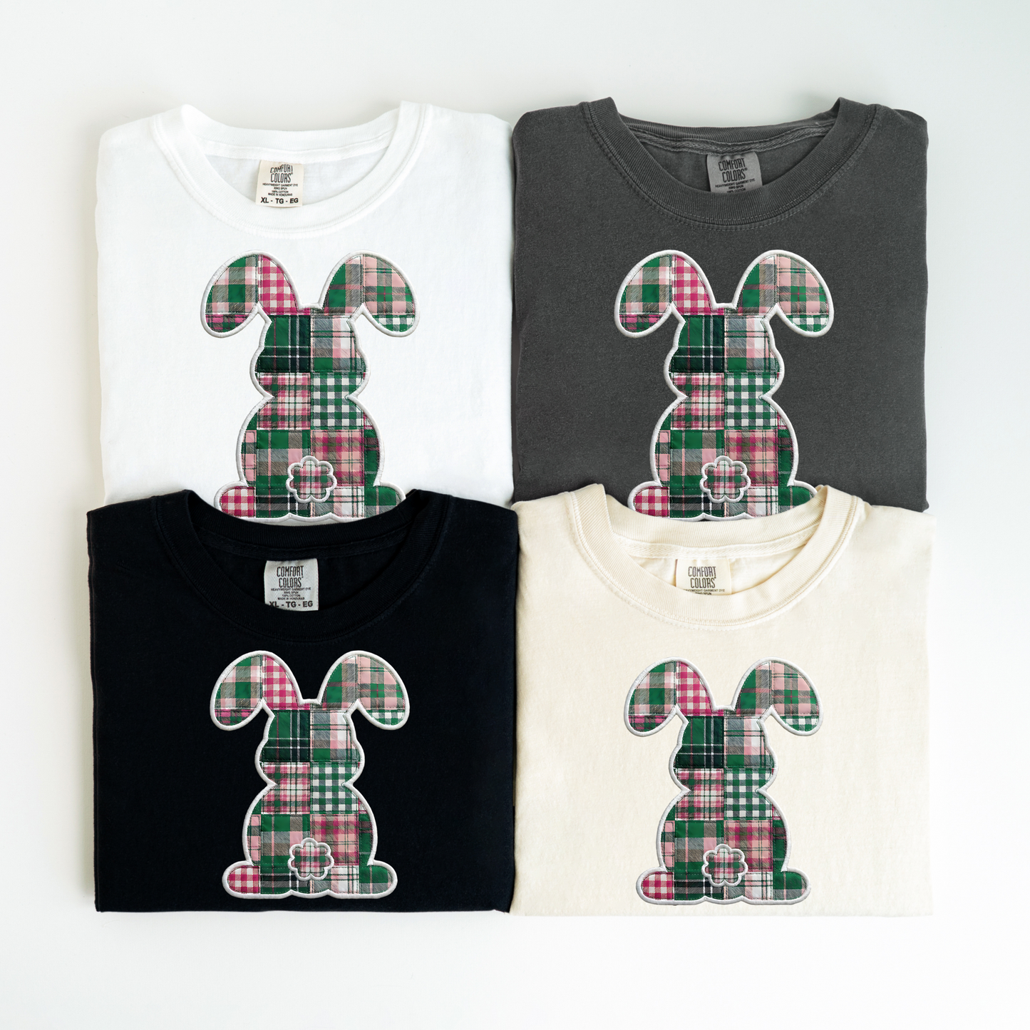 Comfort Colors Easter Teacher Shirt Faux Patchwork Bunny Shirt Spring Teacher Tee Retro Plaid Bunny Shirt Easter Teacher Gift