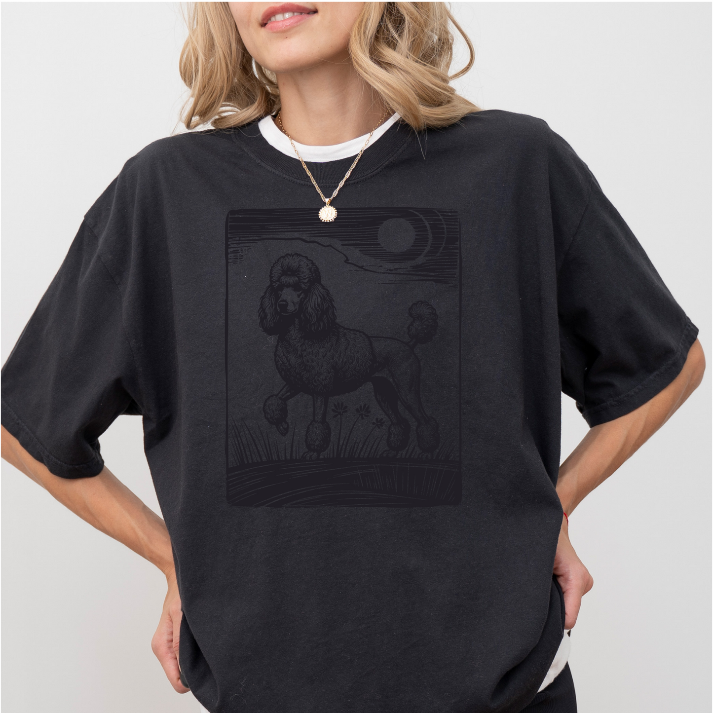 Poodle Design T-Shirt, Dog Lover Tee, Heavyweight Cotton Top, Comfortable Customizable Shirt, Unique Pet Gift, Graphic Artistic Apparel