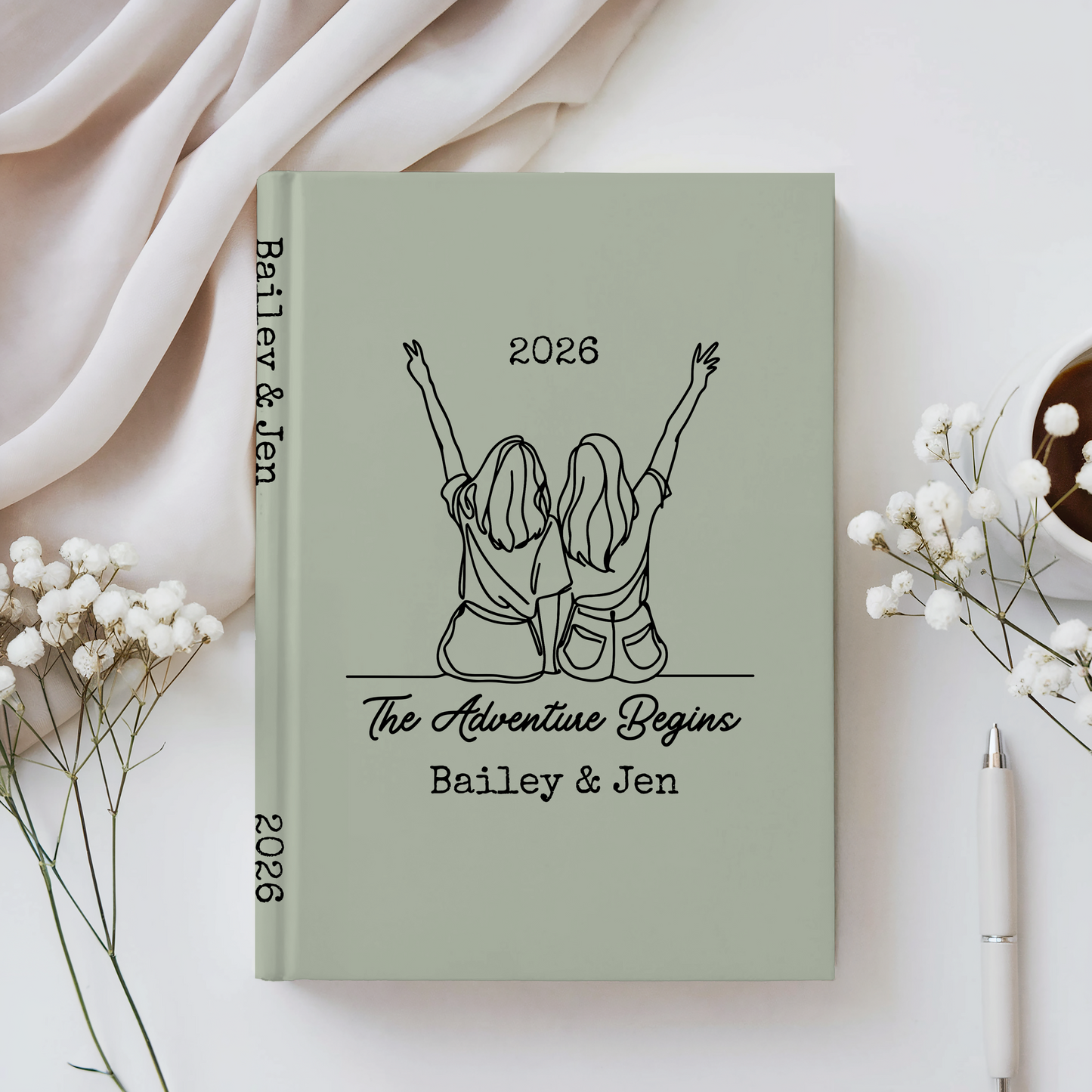 Custom best friends journal, Personalized hardcover notebook, Friendship gift, Going away college travel diary, New chapter keepsake