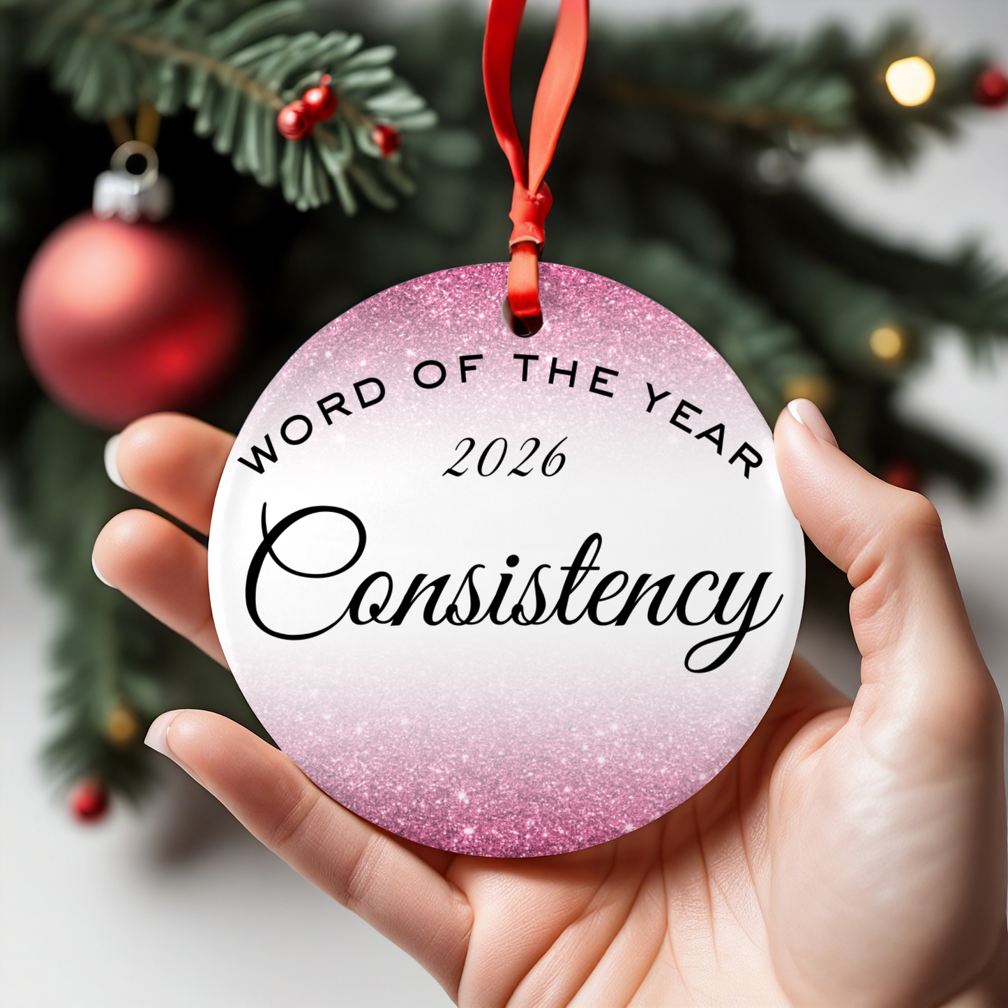 Personalized Word of the Year Ornament - Custom New Year Goal Setting Keepsake