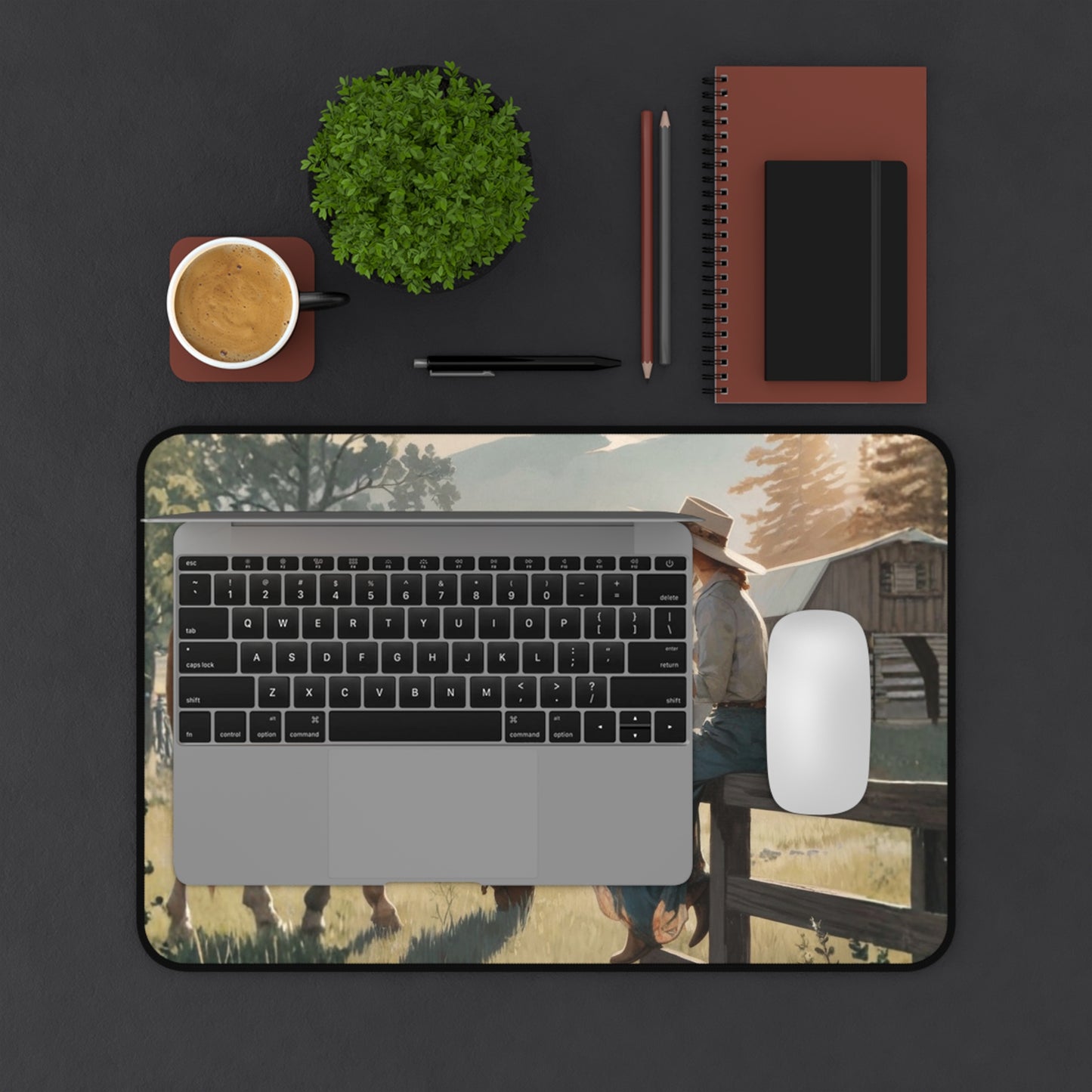 Cowgirl Painting Desk Mat — Western Cowgirl Art Mousepad