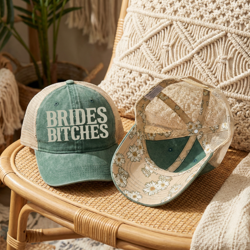 Western Bride Hat for Bachelorette Party Cowgirl Bridal Shower Gift Ponytail Mesh Back Cap Country Bach Weekend Outfit