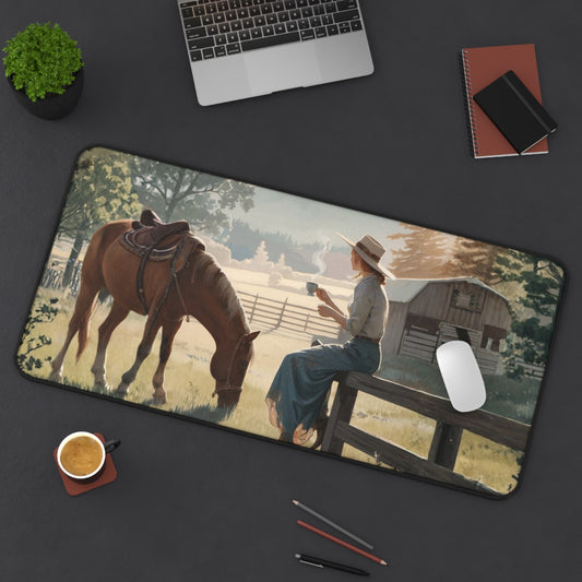 Cowgirl Painting Desk Mat — Western Cowgirl Art Mousepad