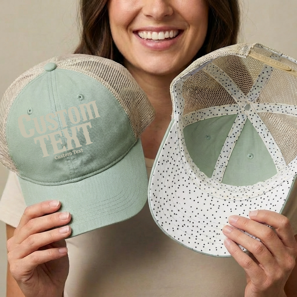 Custom Name Hat for Grandparent's or Mothers Day Gift Pregnancy Reveal Baby Announcement High Ponytail Cap