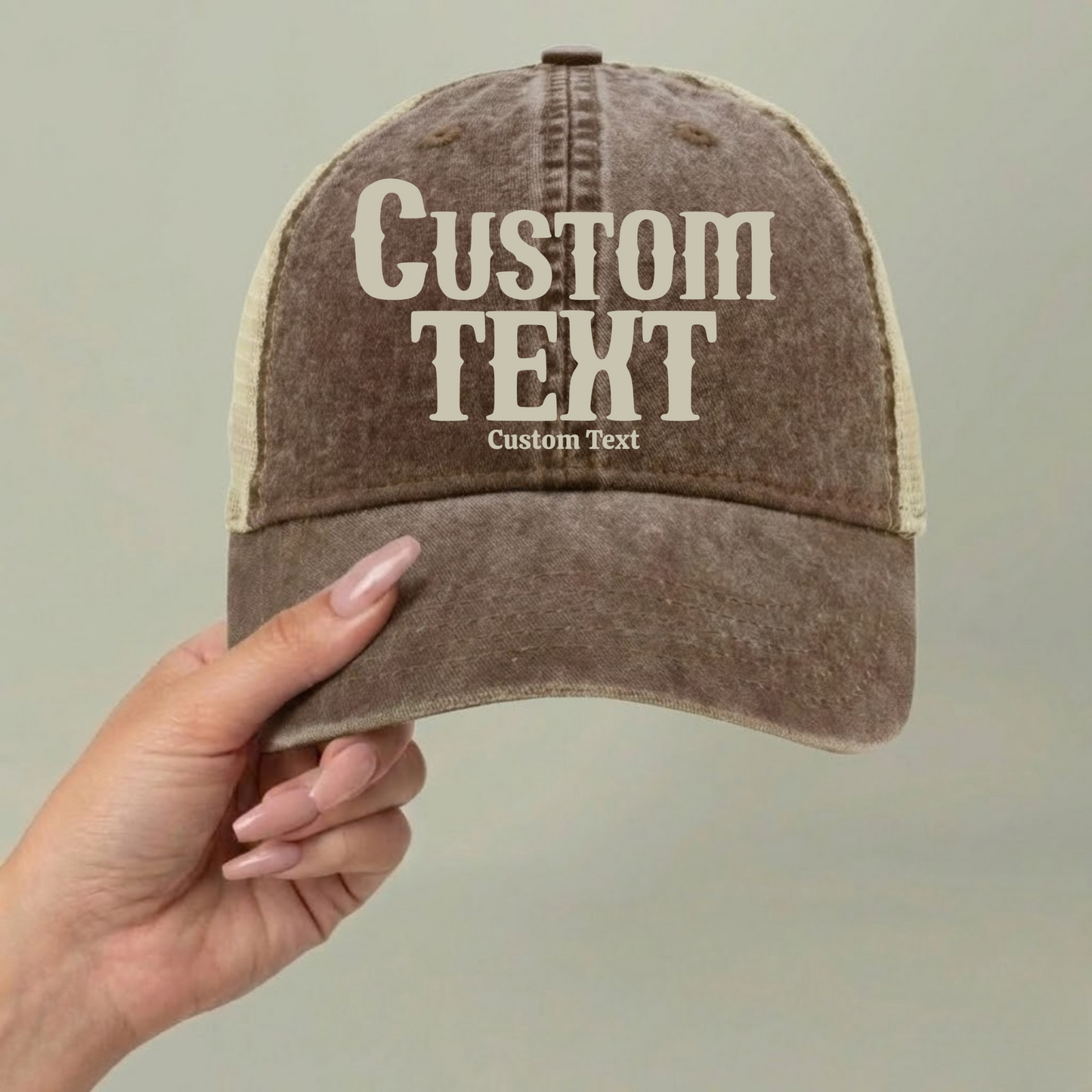 Custom Name Hat for Grandparent's or Mothers Day Gift Pregnancy Reveal Baby Announcement High Ponytail Cap