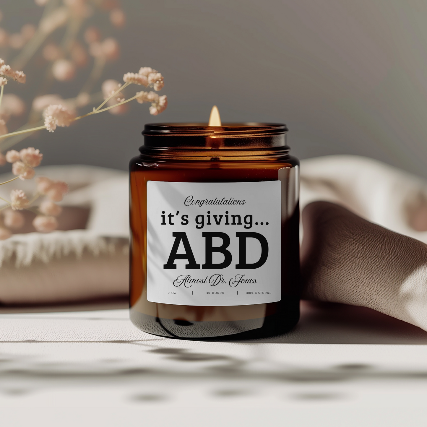 PhD Graduation Gift Candle Its Giving ABD Funny Dissertation Defense Gift Doctorate Graduation Present for PhD Student Academic Humor Decor