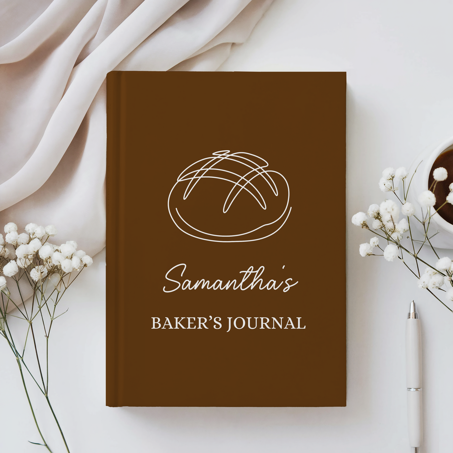 Baker's Journal Matte Hardcover, Personalized Journal, Gift for Bakers, Stylish Journal with Bread Art, Custom Baking Notebook