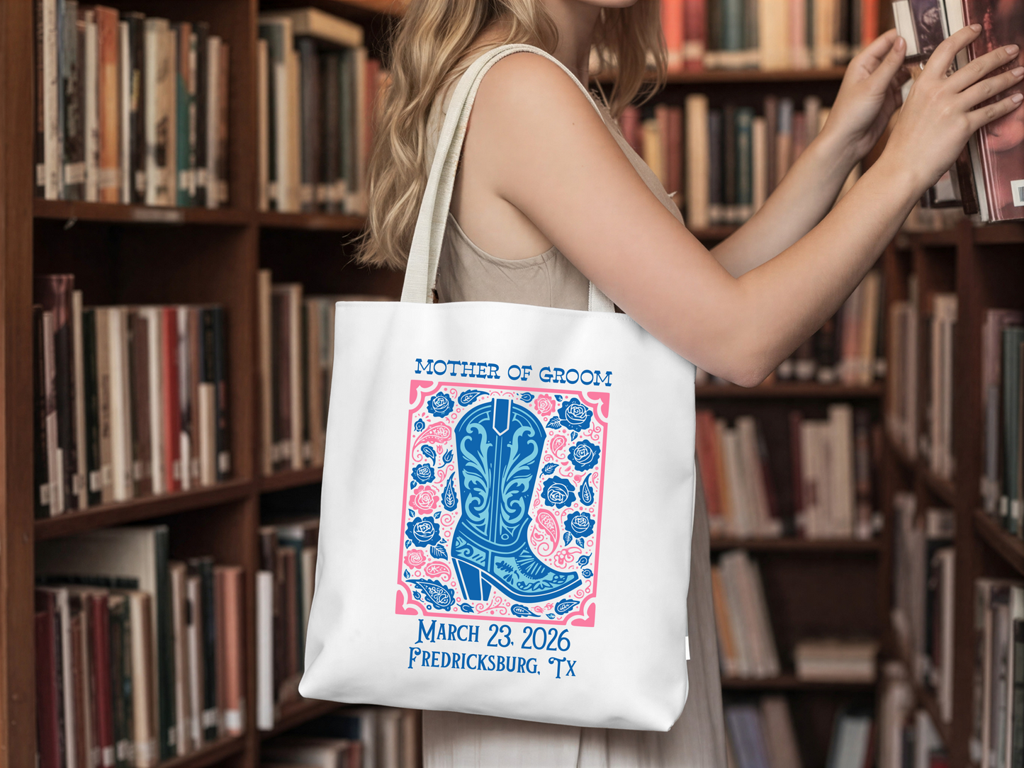 Personalized Wedding Tote Bag Bridal Party Gift Custom Name Bride Bridesmaid Maid of Honor Mother of the Bride Flower Girl