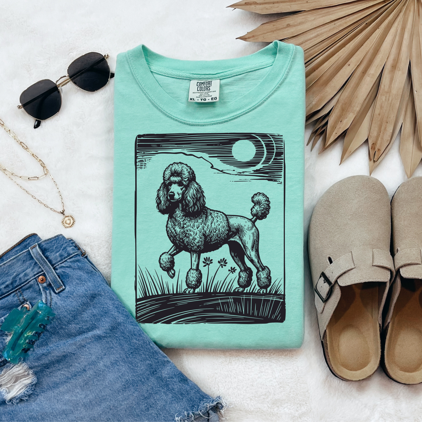 Poodle Design T-Shirt, Dog Lover Tee, Heavyweight Cotton Top, Comfortable Customizable Shirt, Unique Pet Gift, Graphic Artistic Apparel