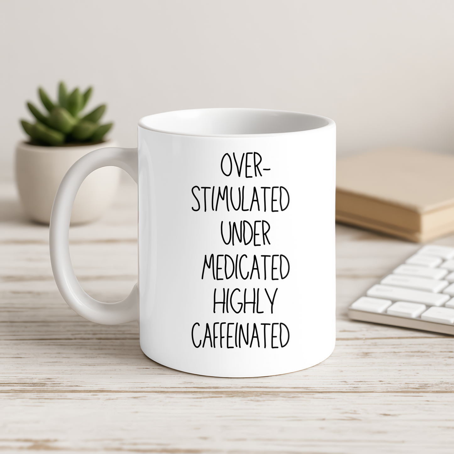 Funny Coffee Mug for Overstimulated Adults Caffeine Lover Gift for ADHD Nurses Teachers Coworkers and Anyone Running on Coffee