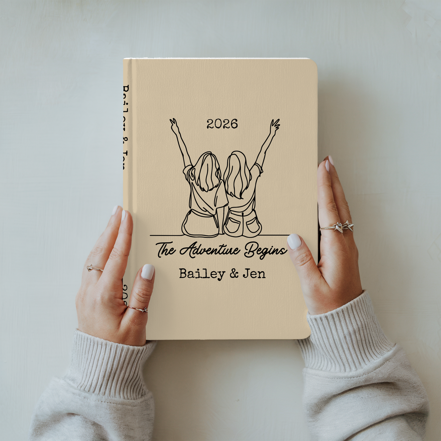 Custom best friends journal, Personalized hardcover notebook, Friendship gift, Going away college travel diary, New chapter keepsake