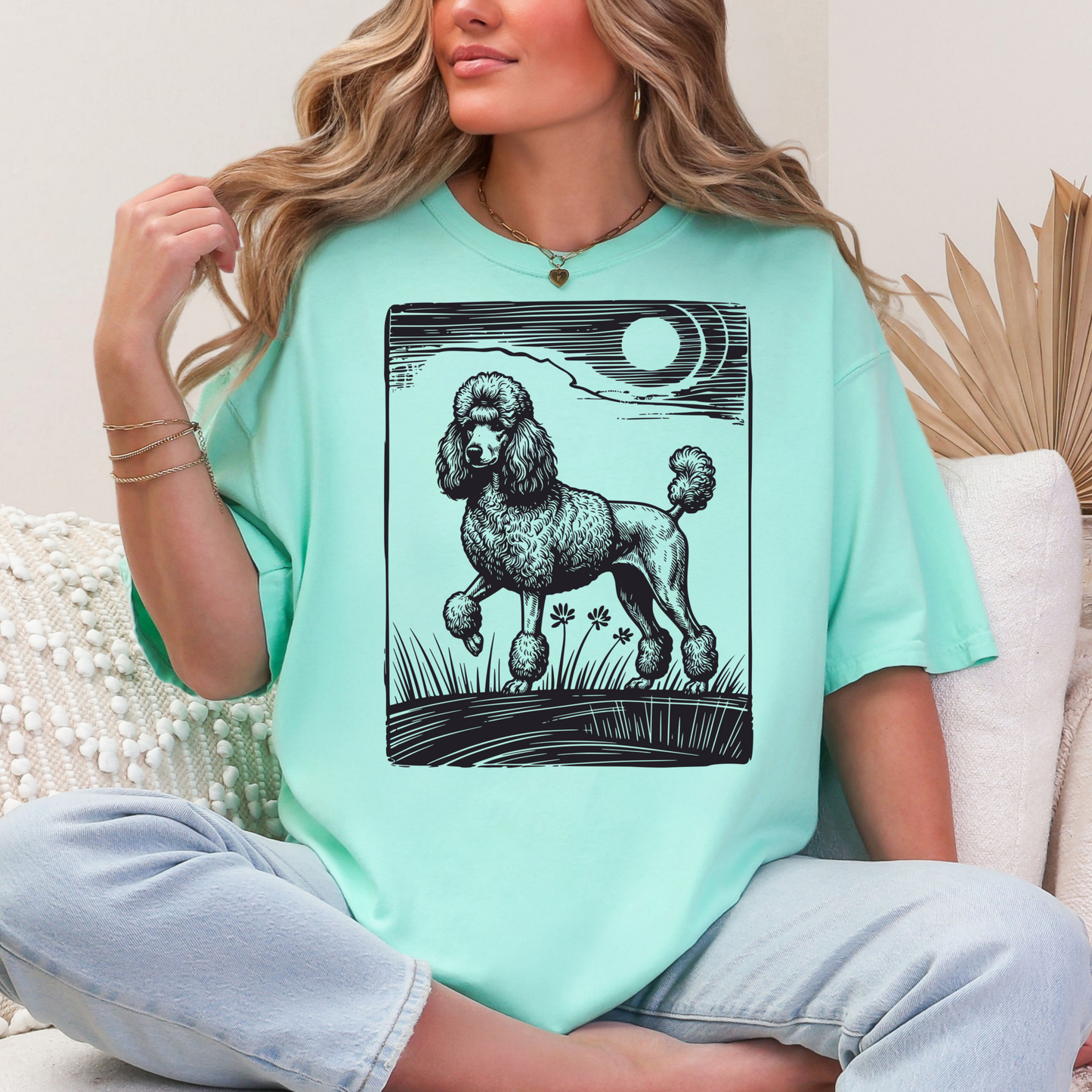 Poodle Design T-Shirt, Dog Lover Tee, Heavyweight Cotton Top, Comfortable Customizable Shirt, Unique Pet Gift, Graphic Artistic Apparel