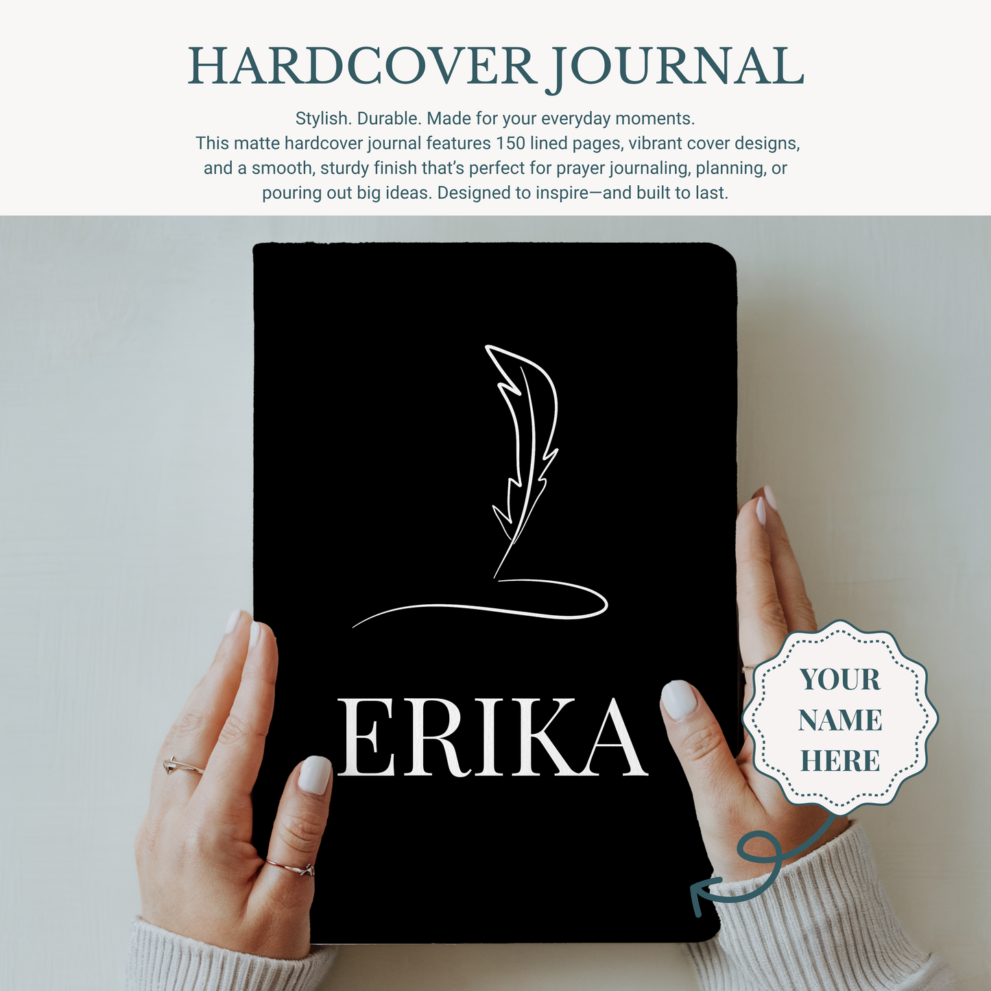 Custom Matte Hardcover Journal, Personal Writing Notebook, Unique Gifts for Writers, Artistic Journal, Lined Writing Journal, Handmade