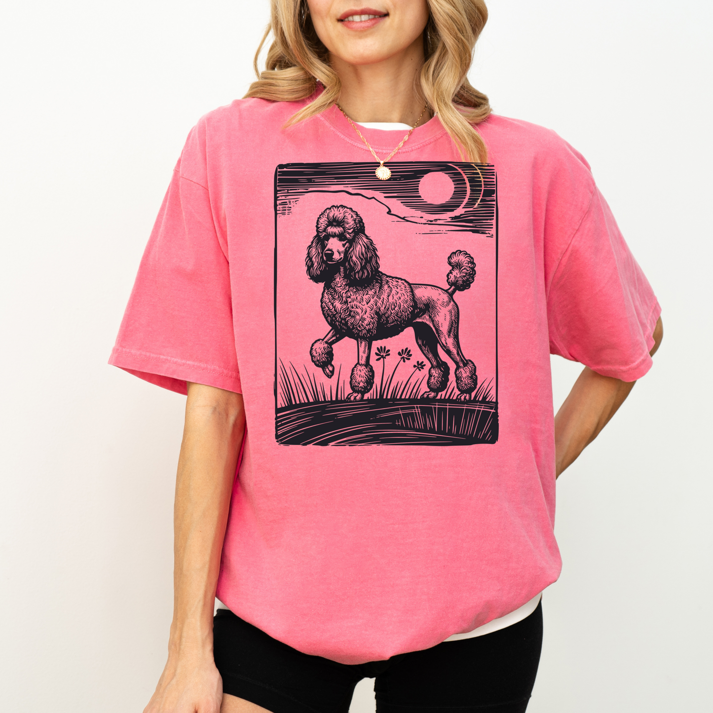 Poodle Design T-Shirt, Dog Lover Tee, Heavyweight Cotton Top, Comfortable Customizable Shirt, Unique Pet Gift, Graphic Artistic Apparel