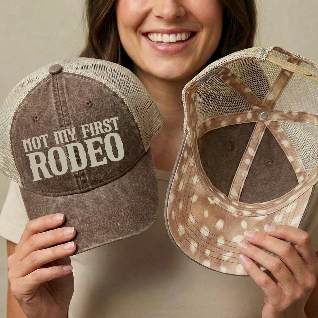 Western Cowgirl Trucker Hat Hide Your Crazy Not My First Rodeo Grace Grit Ponytail Hat Country Concert Hat Cowgirl Gift Ranch Girl Hat