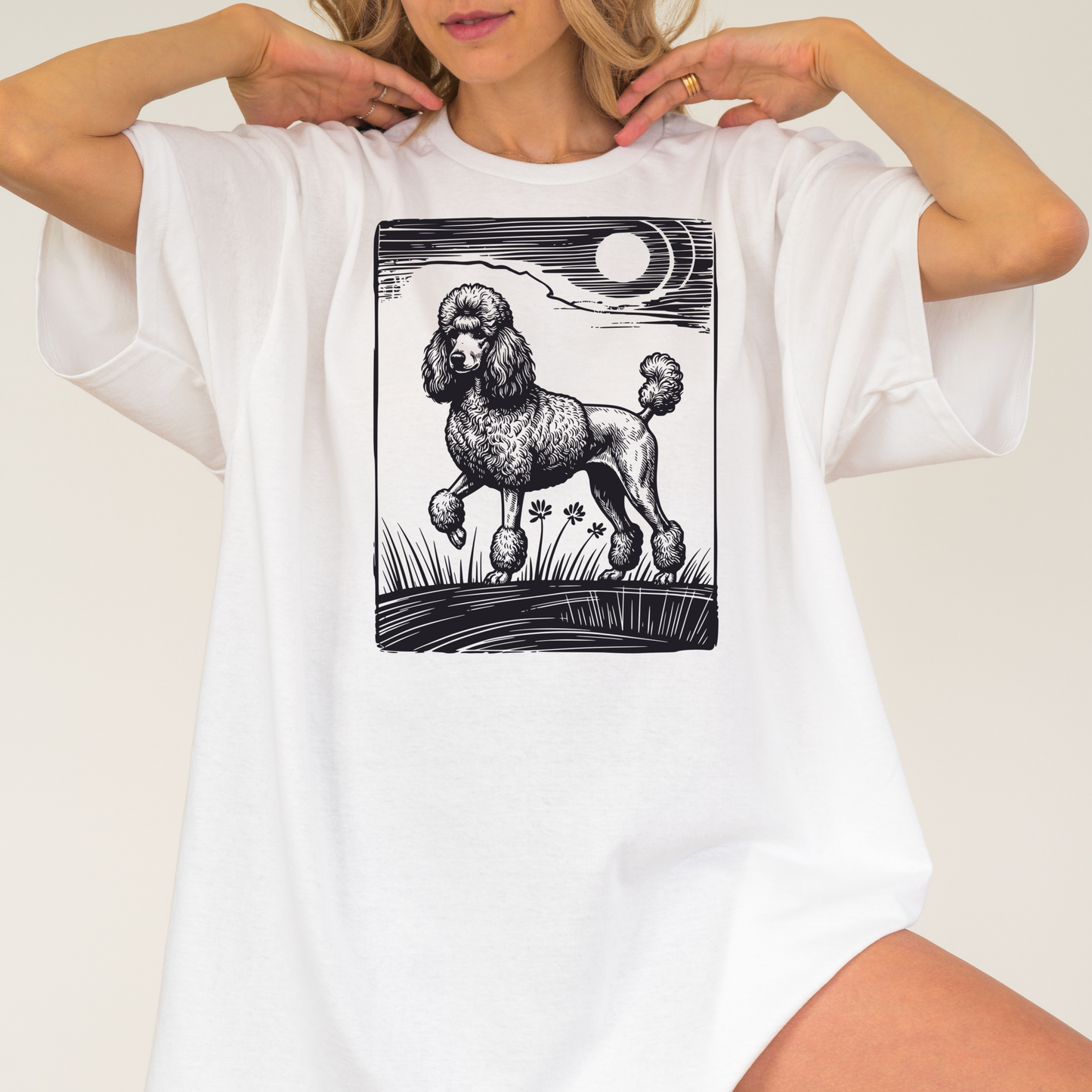 Poodle Design T-Shirt, Dog Lover Tee, Heavyweight Cotton Top, Comfortable Customizable Shirt, Unique Pet Gift, Graphic Artistic Apparel