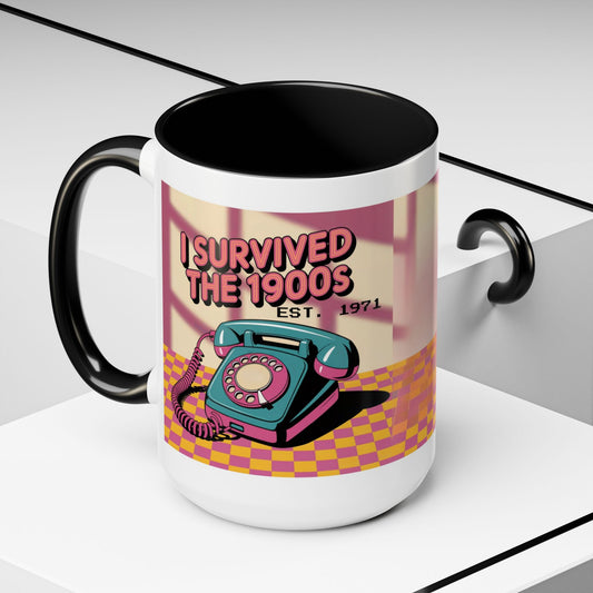 Personalized Funny Birthday Mug I Survived the 1900s Custom Year of Birth Coffee Mug Gen X Retro Gift