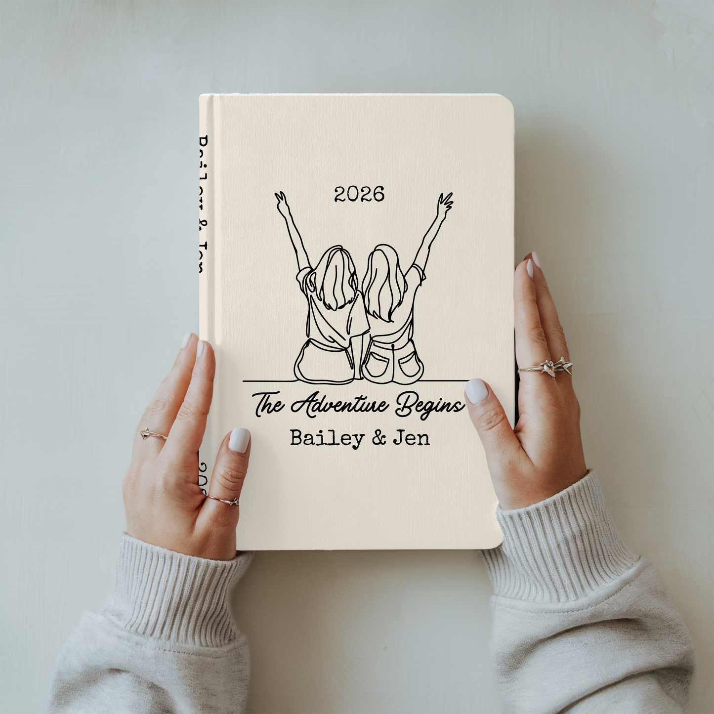 Custom best friends journal, Personalized hardcover notebook, Friendship gift, Going away college travel diary, New chapter keepsake