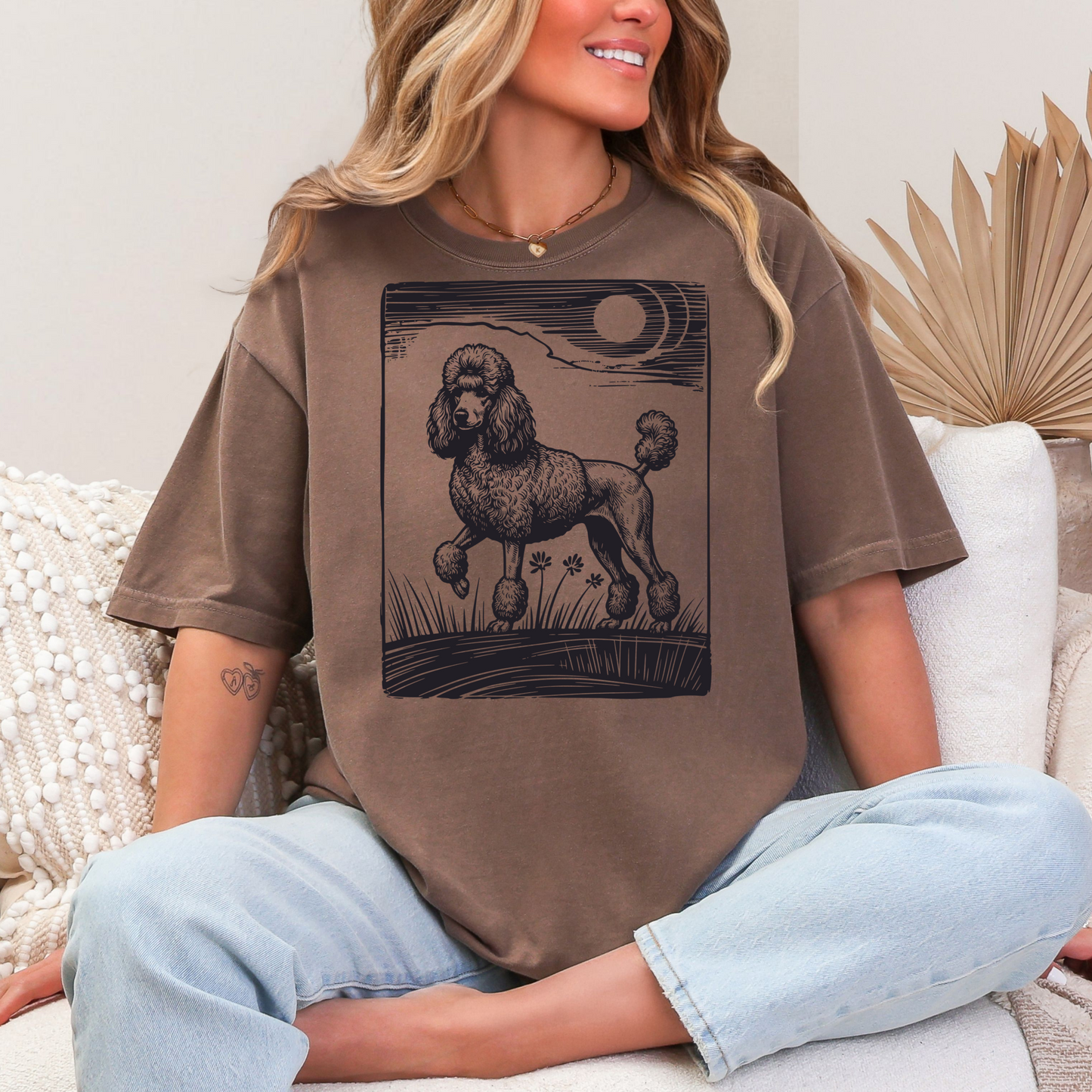 Poodle Design T-Shirt, Dog Lover Tee, Heavyweight Cotton Top, Comfortable Customizable Shirt, Unique Pet Gift, Graphic Artistic Apparel
