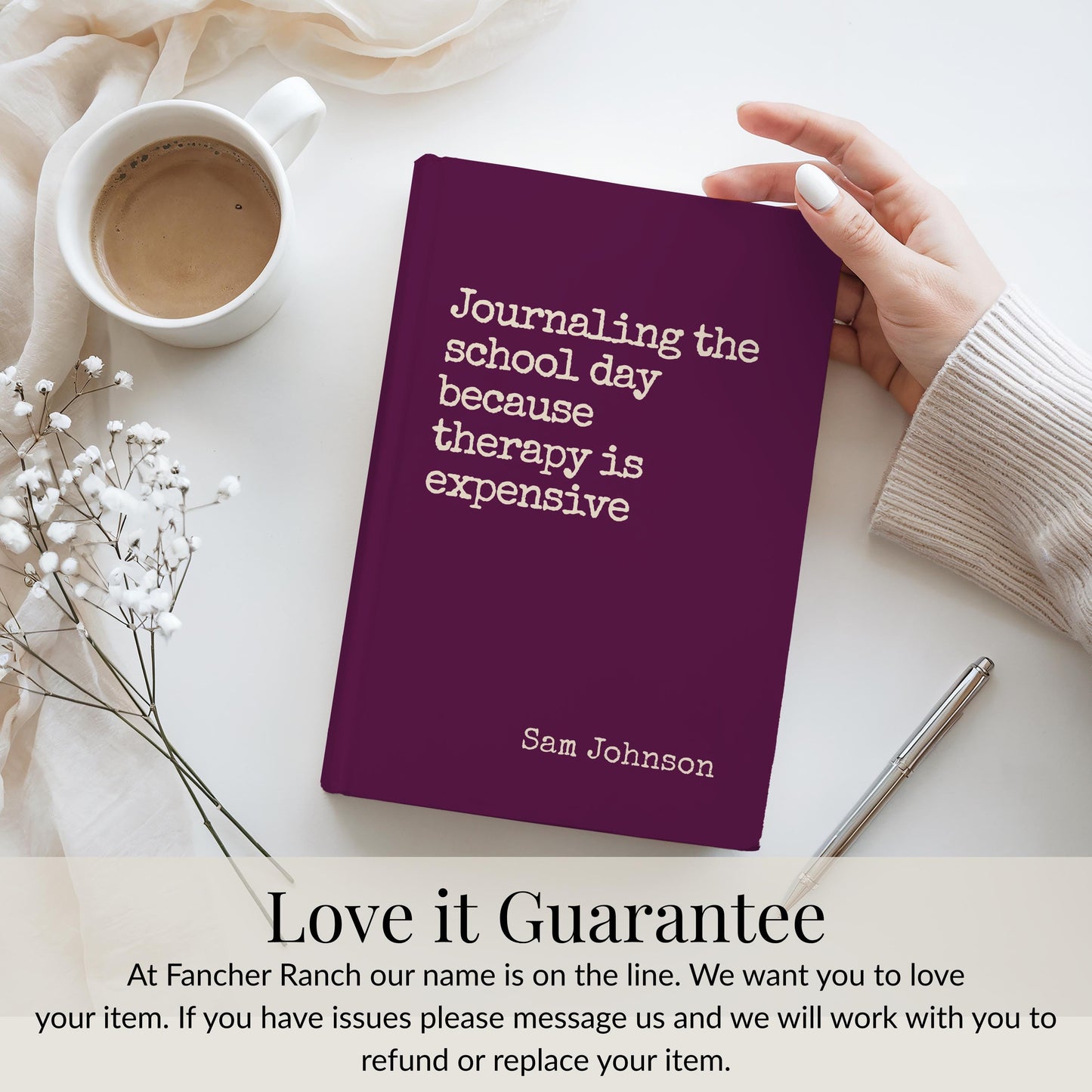 Custom Matte Hardcover Journal, Personalized Notebook for Teachers, Journaling Gift, Funny Coworker Gift, Snarky Quote