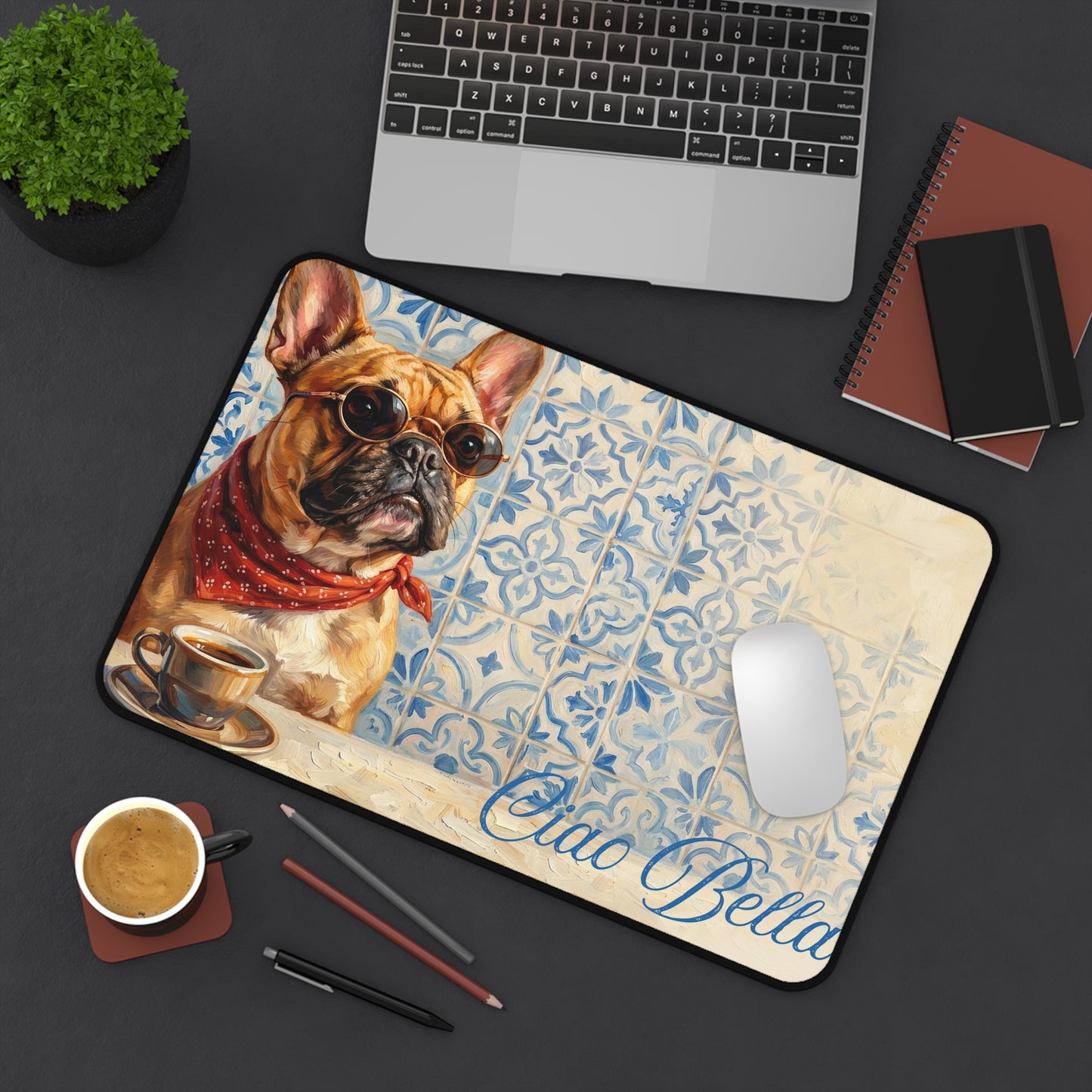French Bulldog Desk Mat Personalized Italian Summer Gift for Dog Mom Mothers Day Gift from Husband Office Decor