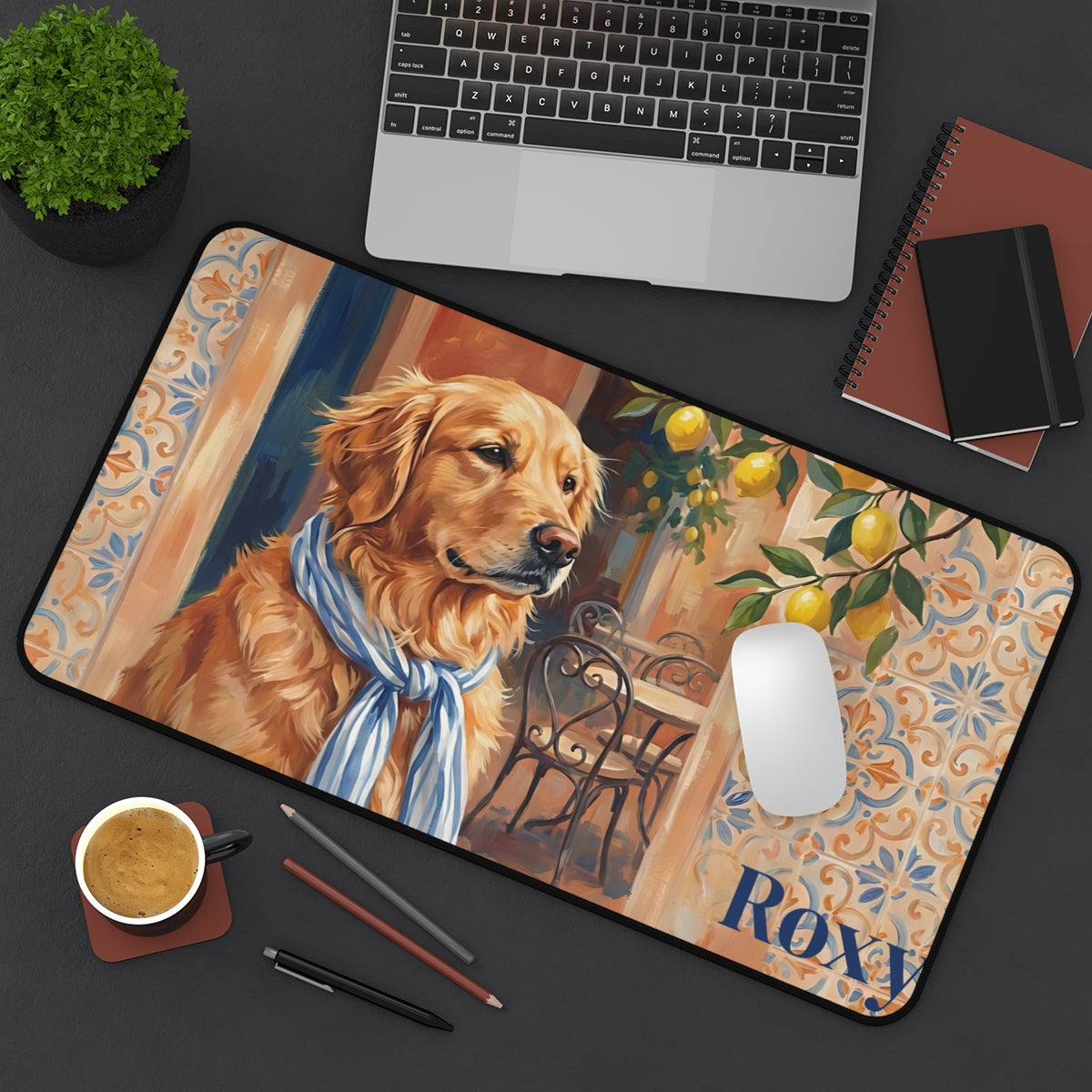 French Bulldog Desk Mat Personalized Italian Summer Gift for Dog Mom Mothers Day Gift from Husband Office Decor