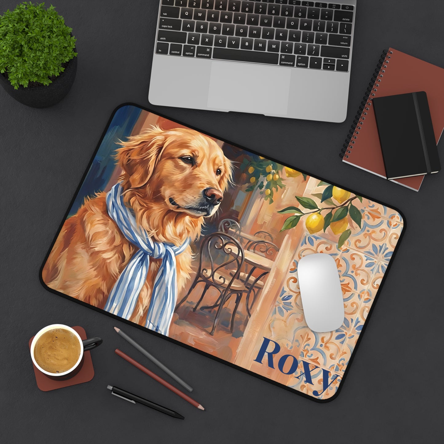 French Bulldog Desk Mat Personalized Italian Summer Gift for Dog Mom Mothers Day Gift from Husband Office Decor