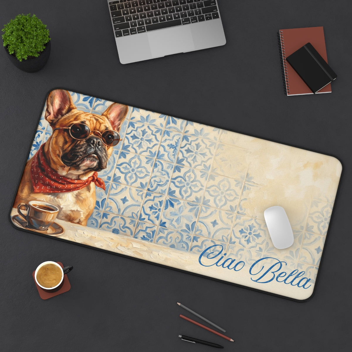 French Bulldog Desk Mat Personalized Italian Summer Gift for Dog Mom Mothers Day Gift from Husband Office Decor
