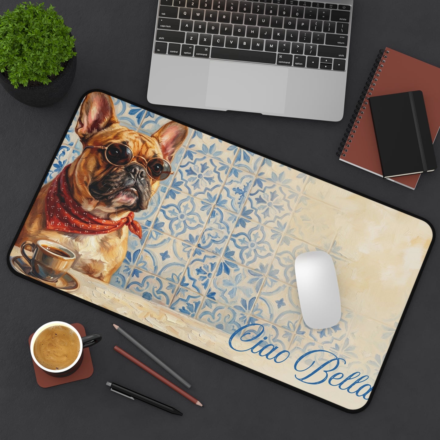 French Bulldog Desk Mat Personalized Italian Summer Gift for Dog Mom Mothers Day Gift from Husband Office Decor