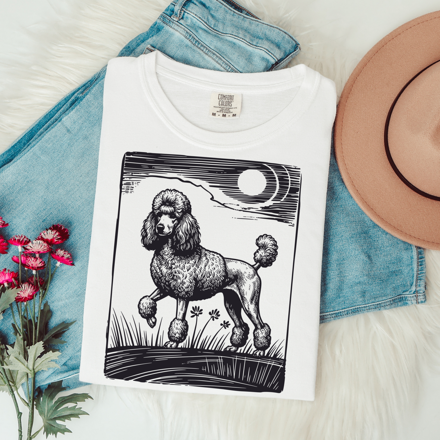 Poodle Design T-Shirt, Dog Lover Tee, Heavyweight Cotton Top, Comfortable Customizable Shirt, Unique Pet Gift, Graphic Artistic Apparel