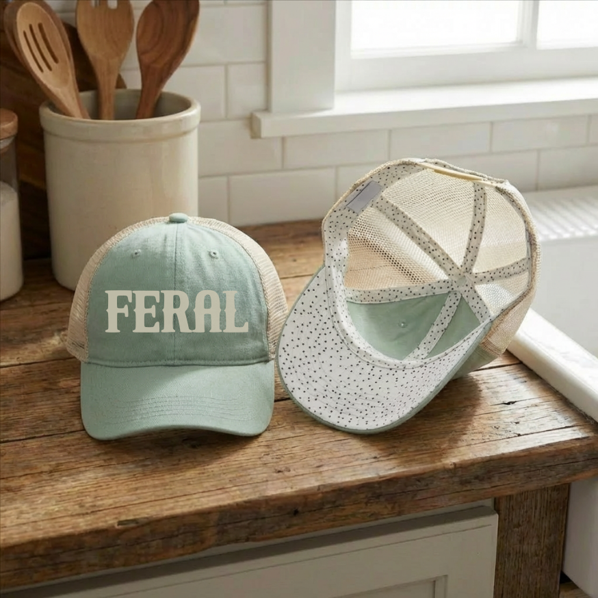 Western Trucker Hat for Women Ponytail Cap Country Mom Gift Feral Farm Life Cowgirl Hunting Homestead Hat