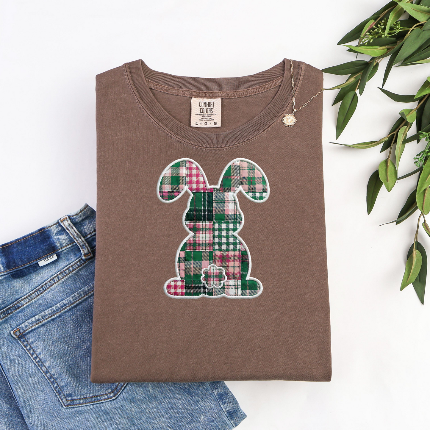 Comfort Colors Easter Teacher Shirt Faux Patchwork Bunny Shirt Spring Teacher Tee Retro Plaid Bunny Shirt Easter Teacher Gift