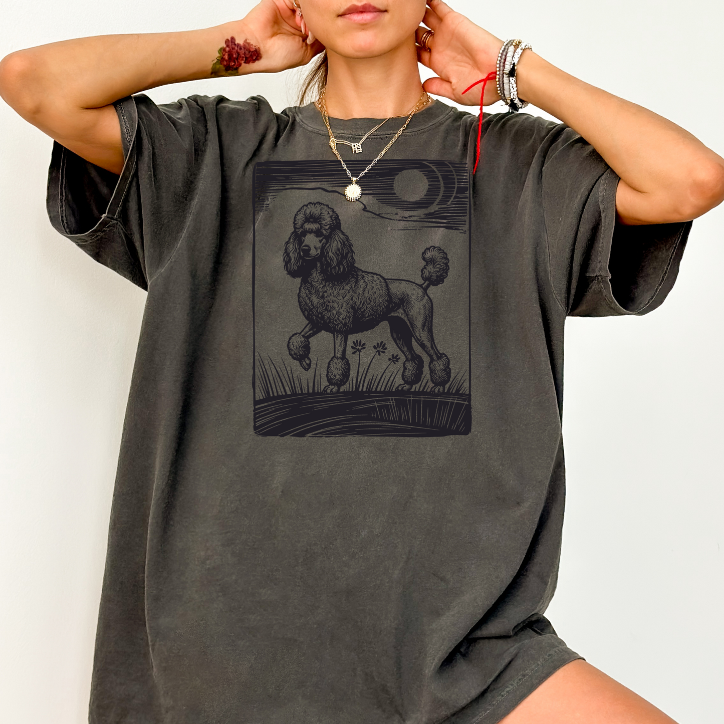 Poodle Design T-Shirt, Dog Lover Tee, Heavyweight Cotton Top, Comfortable Customizable Shirt, Unique Pet Gift, Graphic Artistic Apparel
