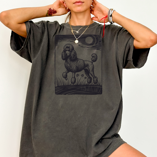 Poodle Design T-Shirt, Dog Lover Tee, Heavyweight Cotton Top, Comfortable Customizable Shirt, Unique Pet Gift, Graphic Artistic Apparel