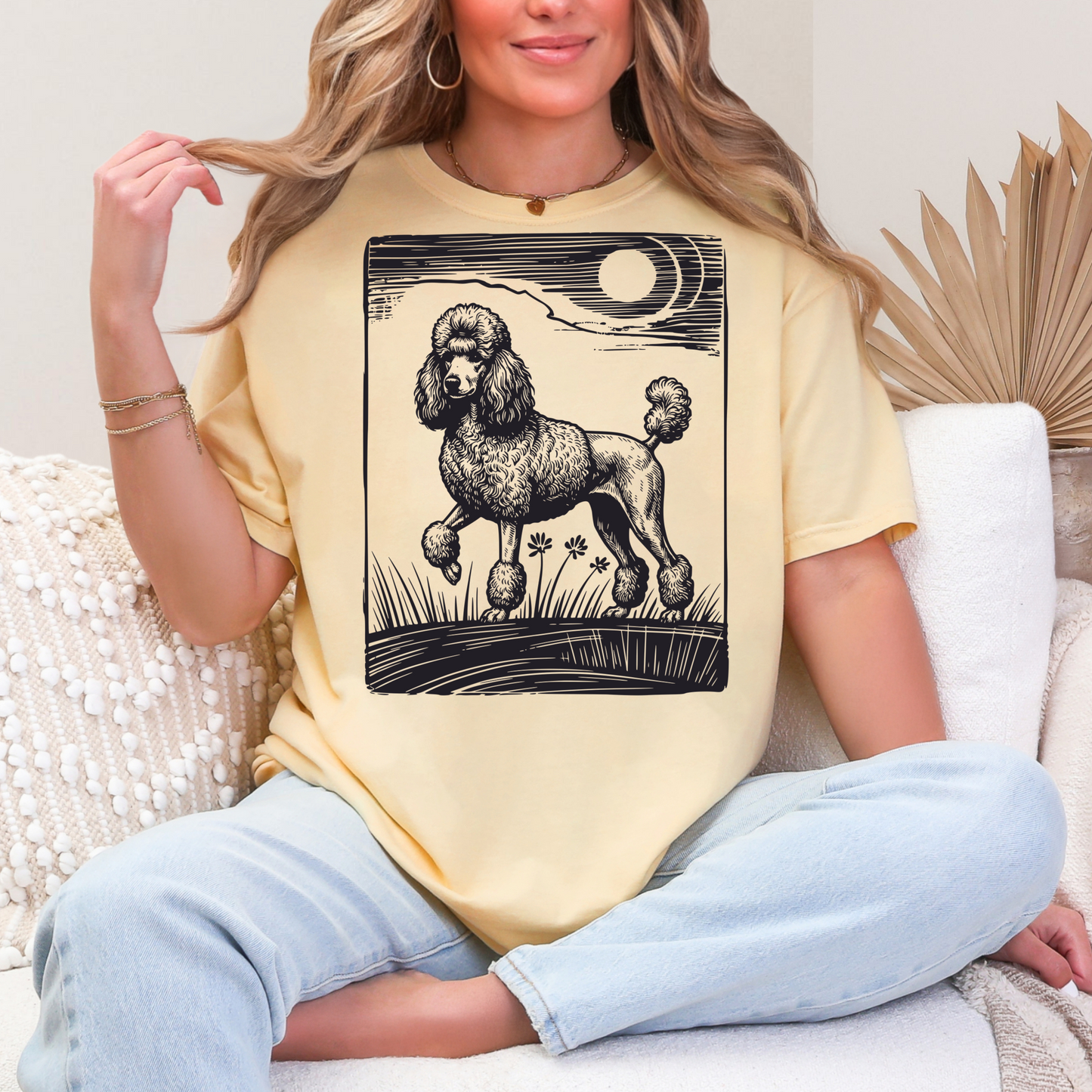 Poodle Design T-Shirt, Dog Lover Tee, Heavyweight Cotton Top, Comfortable Customizable Shirt, Unique Pet Gift, Graphic Artistic Apparel