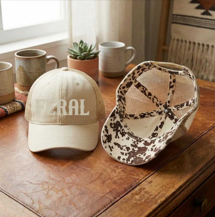 Western Trucker Hat for Women Ponytail Cap Country Mom Gift Feral Farm Life Cowgirl Hunting Homestead Hat