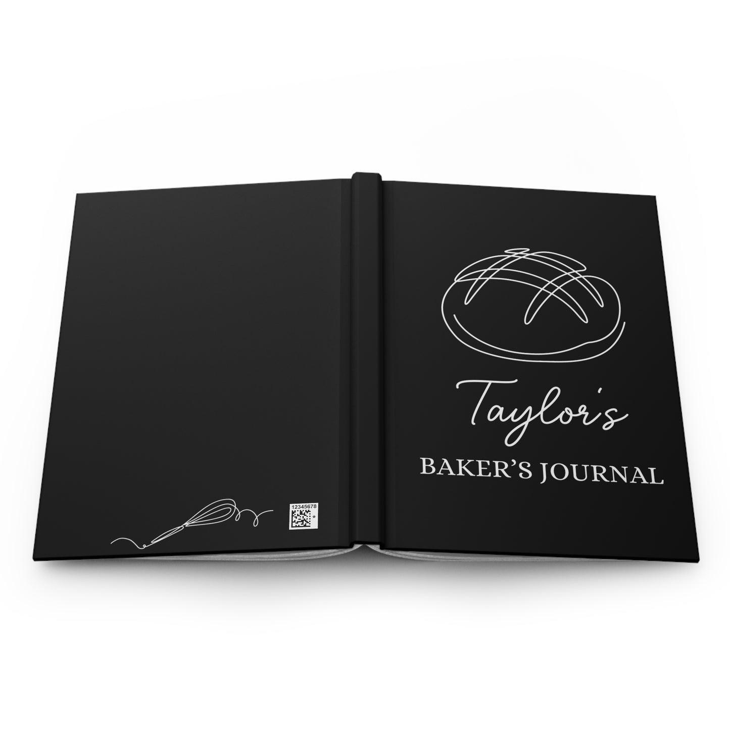 Baker's Journal Matte Hardcover, Personalized Journal, Gift for Bakers, Stylish Journal with Bread Art, Custom Baking Notebook