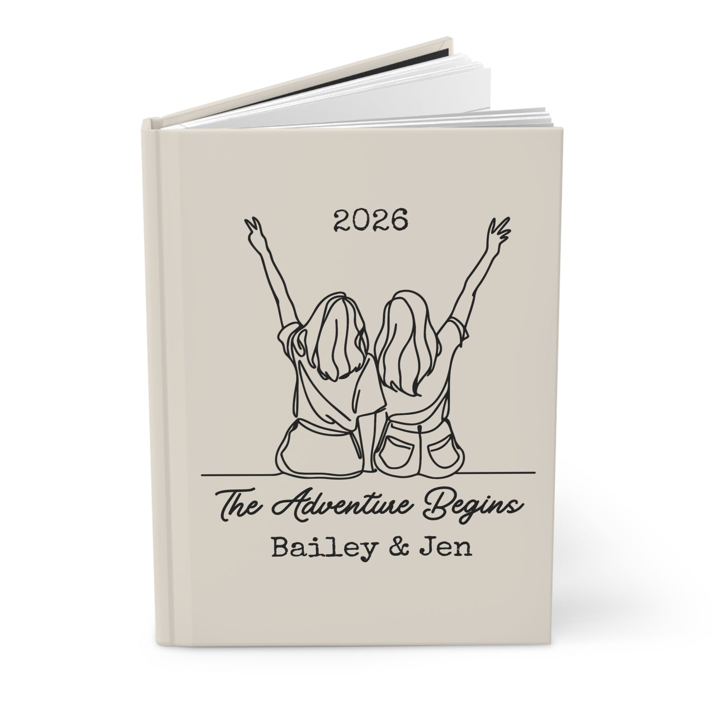 Custom best friends journal, Personalized hardcover notebook, Friendship gift, Going away college travel diary, New chapter keepsake