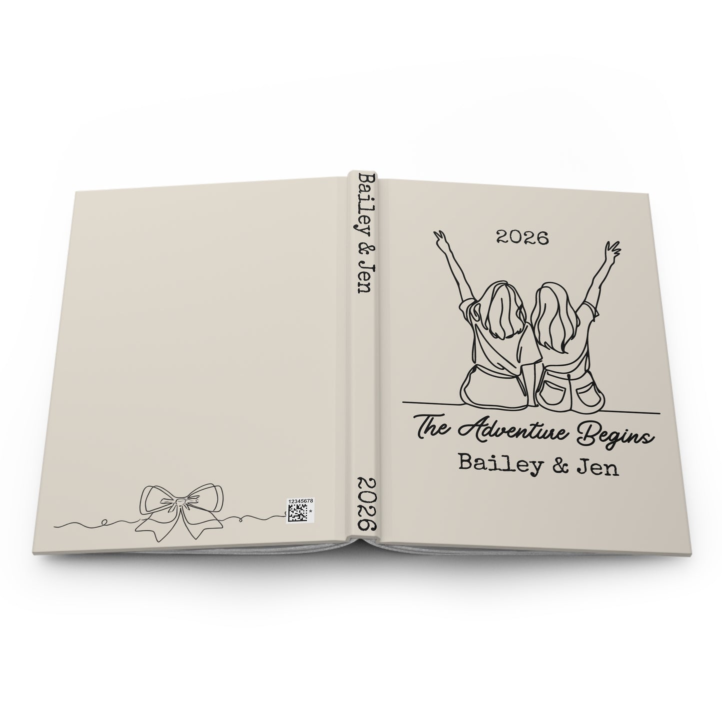 Custom best friends journal, Personalized hardcover notebook, Friendship gift, Going away college travel diary, New chapter keepsake