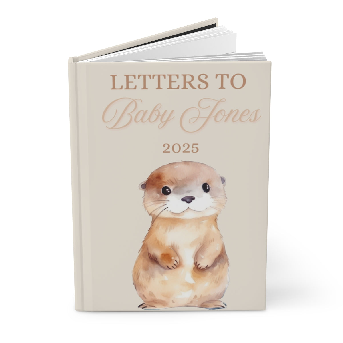 Custom Baby Journal, Personalized Book with Cute Otter, Congratulations Gift for Baby Memory Book
